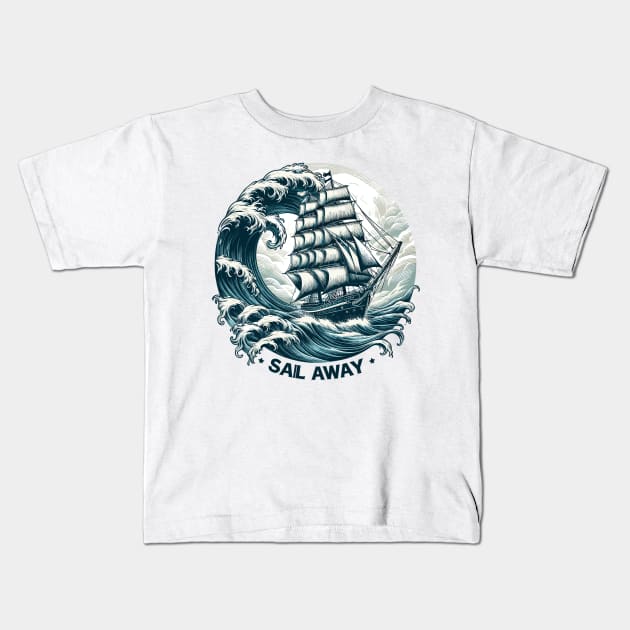 Sail Away Kids T-Shirt by Vehicles-Art